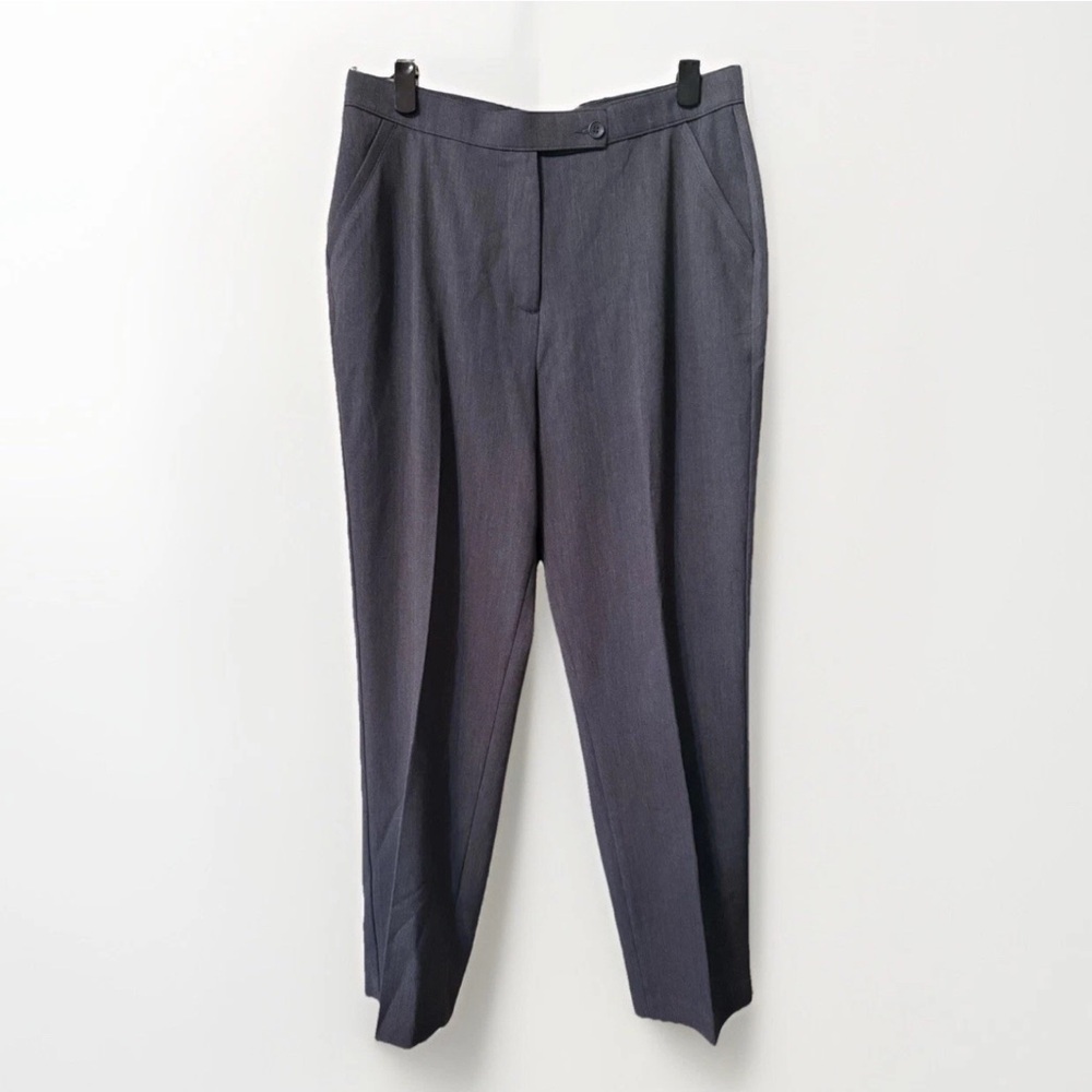 Investments dark gray flat front straight leg dress slacks pants